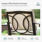 MFSTUDIO 4 Pieces Outdoor Patio Furniture Set, Metal Outdoor Conversation Set, Rattan Wicker Patio Sectional Sofa Set with 2 x Rocking Single Sofa, 3-Seat Sofa, 1 x Coffee Table, Beige