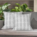 LVTXIII Outdoor Throw Pillow Covers 16 x 16 Inch, Covers ONLY Modern Cute Pattern Decorative Square Toss Pillow Case Pack of 2 for Home Patio Garden Sofa Bed Furniture, Herringbone White