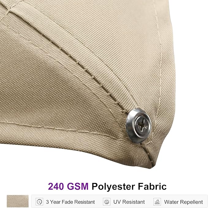 PURPLE LEAF 13 FT Square Patio Umbrella with Base Included Large Outdoor Aluminum Offset Umbrella with 360-degree Rotation Cantilever Umbrella for Garden Deck Backyard Pool Beige