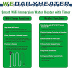 2000W Fully Submersible Water Heater for Bathtub & Swimming Pool – Portable Immersion Electric Heater with WiFi Timer & Temp Control for Above Ground Pool, Inflatable Pool and Hot Tub