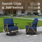 7 Pieces Patio Furniture Set,Outdoor Sofa & High Back Swivel Rocker Patio Chairs, Wicker Conversation Set with Ottoman for Deck Yard and Poolside