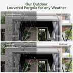 Aoxun Louvered Pergola 10' x 12' Outdoor Aluminum Pergola with Adjustable Top for Decks, Gardens and Backyards, Gray