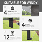 Bezseller 13x13 Pop Up Gazebo Tent with Mosquito Netting – Quick Set Up, Water-Resistant Outdoor Canopy for Patio, Garden, Backyard, and More,Deep Grey