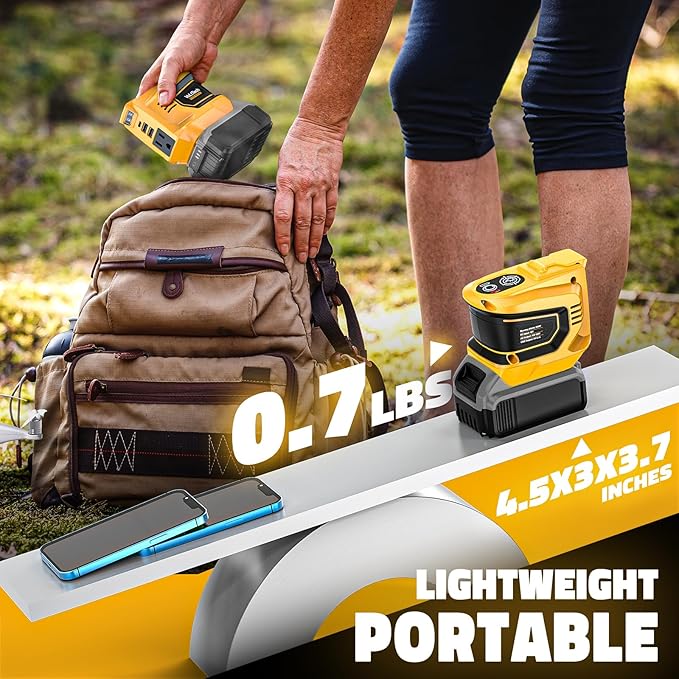 2 Packs Real 200W Power Inverter Compatible with Dewalt 18V/20V, VoLtTech Battery Inverter DC 20V to AC 110V Portable Phone Charger Generator Power Supply with 2 USB Ports & 1 Type-C & 1 AC Outlet