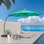 Kingdura 12ft Offset Cantilever Patio Umbrella with Base Included, Large Round Aluminum Outdoor Umbrella, 360° Rotation & Infinite Tilt, Heavy Duty Frame for Deck Pool Backyard, Turquoise blue