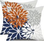 DFXSZ Outdoor Throw Pillow Covers 20x20 Inch Set of 2 Waterproof Spring Summer Geometric Elegant Orange Blue Outdoor Pillow Covers for Patio Funiture Garden Couch 158V20