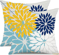 DFXSZ Outdoor Throw Pillow Covers 20x20 Inch Set of 2 Waterproof Spring Summer Geometric Elegant Yellow Blue Outdoor Pillow Covers for Patio Funiture Garden Couch 158W20