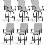Sophia & William Swivel Bar Stools Set of 6, Outdoor Bar Height Chairs, High Top Patio Chairs, Supports 300 lbs (Grey Fabric)