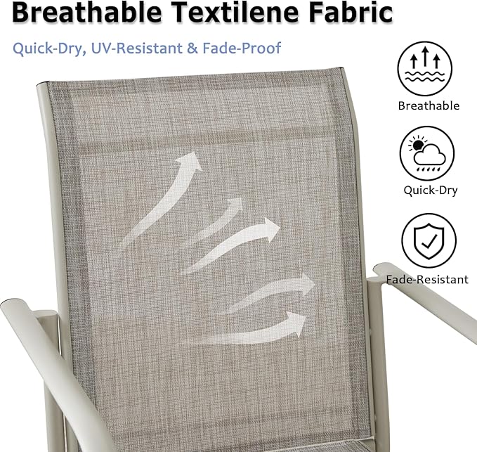 Patio Chairs Set of 8, Outdoor Dining Chairs with Breathable Textilene Fabric, Stackable Patio Chairs for Lawn, Garden, Backyard, Poolside, Grey