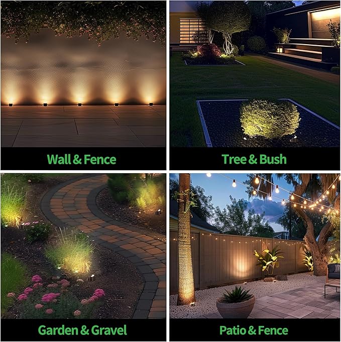 Landscape Well Lights, IP67 Waterproof LED Low Voltage In-Ground Lights Outdoor, 12V Anti-Glare Landscape Uplighting for Trees, Pathway & Walls, Wired, 3000K Warm White