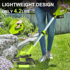 12 Inch String Trimmer Cordless, 21V Electric Weed Wacker with 2.0Ah Battery Powered, Auto Line Feed, 2 in 1 Trimmer and Lawn Edger with 4 Bonus Spools for Lawn, Garden, Yard