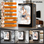 NAIZEA 2 Person Sauna Box, Portable Steam Sauna, Portable Saunas for Home Spa with 3L 1200W Steamer, Remote Control, 2 Folding Chair,1 or 2 Person Full Body Saunas Tent for Relaxation, 3.9'x2.9'x5.9'
