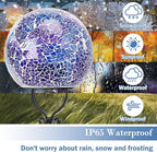 Solar Lights Outdoor Decorative Solar Mosaic Garden Stakes Cracked Glass Decorative Waterproof Outdoor Lights for Landscape Patio Yard Walkway Decoration Purple