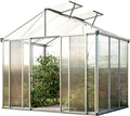 Greenhouse Rubin 3 Aluminum Frame 8.6 x 6.4 ft with Approx. 10 mm Polycarbonate Panels - with 2 Extra Skylights and 4 Automatic Window Openers
