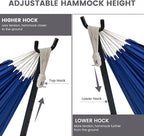 Lazy Daze Hammocks Double Hammock with 9ft Space-Saving Steel Stand Includes Portable Carrying Case, 450 Pounds Capacity (Dark Blue)