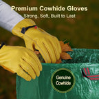 3-Pack 72 Gallon Self-Standing Yard Waste Bags with Cowhide Gloves — Heavy-Duty 150 GSM Woven PE, Double-Layer Reinforced Bottom, Four Handles, Reusable Leaf Bags for Lawn & Garden