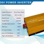3000W Pure Sine Wave Inverter-36V DC to 110V 120V AC Power Converter with 2 AC Outlets, 36 Volt Power Inverter for Truck, Rv, Camping, Home
