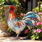 Metal Rooster Decor Garden Statue,Yard Chicken Decorations Outdoor Sculpture for Backyard Patio Kitchen Lawn Ornaments,Birthday Housewarming Gifts for Women Mom