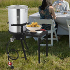 Outvita 30Qt Turkey Deep Fryer & 10QT Fish Fryer Kit w/Baskets, Aluminum Fish & Seafood Boiler Steamer with 55,000 BTU Propane Gas Burner & Additional Prep Table, Ideal for Outdoor Fry