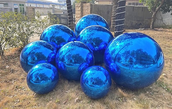Big Shiny Balls Giant Inflatable Mirror Balls for Events & Decor - Party, Advertising, Shows, Stage Decoration - Hanging & Standing-Various Sizes & Colors - Blue (1.2m/3.94ft)