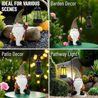 Garden Gnome with Solar Lantern, Maple Leaves Hat, Outdoor Garden Figurine Lights, Unique Gift for Women, Mom, Friends (Maple Leaves Gnomes)