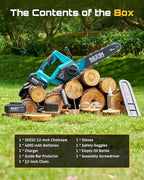 SEESII Chainsaw Cordless 12-inch, Handheld Chain Saw with 2 * 4.0Ah Batteries, Electric Saw with Tool-free Chain Tension, Auto Oiling for Wood Cutting Trimming Branch