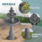MAGIC UNION Garden Water Fountain Outdoor, 47.3" High Large Roman Italian Indoor Waterfalls, 3-Tier Standing Water Feature Fountains w/Pump & Pineapple Top for Outside Patio, Yard and Lawn (Gray)