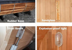 Outdoor Sauna 6-8 Person, Canadian Pinewood Barrel Sauna with Porch, ETL 6KW Toule Heater, Waterproof System, Asphalt Shingles, Rubber Base(0-195℉)