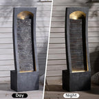 42.3" H Water Feature Outdoor Faux Slate Contemporary Waterfall Fountain Indoor for Garden, Backyard, Deck, Porch and Home Art Decor Large Outdoor Fountain with Lights