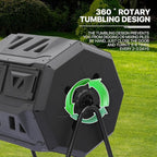 MoNiBloom 43 Gallon Compost Tumbler, Outdoor BPA Free Large Dual Chamber Tumbling Compost Bin All-Season Fast Working Tumbling Composter, High Volume Composter with 2 Sliding Doors