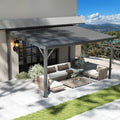 10x12FT Lean to Gazebo, Outdoor Hardtop Wall Mount Gazebo with Gutter & Sloping Galvanized Steel Roof, Metal Hard Top Awnings for Deck, Porch, Backyard