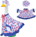 4th of July Goose Outfit Independence Day Clothes for Porch Goose 23" Cement Statue - Outdoor Patio Yard Lawn Decoration