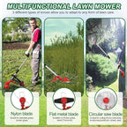 Cordless Weed Wacker, 9-inch Electric Weed Wacker Battery Powered with 2 Pcs 4.0Ah Batteries, 3 in 1 Wheeled Grass Lawn Trimmer/Brush Cutter,3 Types Blades Lightweight Edger Trimmer for Yard Care