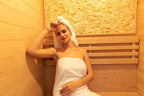 Indoor Steam Sauna 2 Person, Canadian Hemlock Saunas, 6KW Harvia Heater, 220V, Left Door(120-195℉) with Himalayan Salt Panel and LCD Touch Control Panel