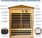 Outdoor Sauna 3 Person, Far Infrared Sauna for Home Low EMF, Wooden Spa Dry Saunas Room with Infrared Lighting and Bluetooth Speakers, 7 Colors Chromotherapy for Outdoor, Indoor and Gym