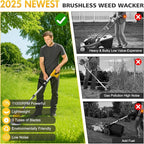 21V Electric Weed Wacker, Cordless Grass Trimmer with 2x2.0Ah Batteries & Fast Charger, Stringless Lightweight Brush Cutter/Edger/Mower/Trimmer with 4 Types Blade for Yard & Garden