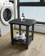 Ciokea Adirondack Outdoor Side Table, 2-Tier Sturdy Patio End Table Weather Resistant, Morden Side Table for Patio, Pool, Porch, Black