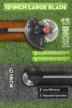 Cordless Weed Wacker, 12-Inch Electric Weed Wacker, Brushless Grass Trimmer with Wheels, 2×4.0Ah Batteries, Lightweight Electric Weed Eater with Telescoping Shaft for Lawn, Yard, Garden, Black