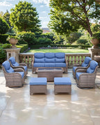 Luxury 24x24x6 Inch Smile Outdoor Cushions for Patio 5 Piece Set - Set of 5 Zippered Outside Pillows for Wicker Dining Rocking Swivel Chairs Loveseat Couch Sectional Sofa - Navy Blue