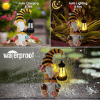 Garden Gnomes Outdoor Statue Solar Bee Garden Gnomes with Led Lantern Outdoor Decor for Yard,Patio,Lawn,Gnome Gifts for Women,Mom,Gnomes Decorations for Yard