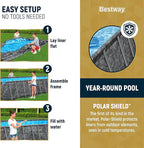 Bestway APX 365 24' x 12' x 52" Rectangular Above Ground Swimming Pool Outdoor Framed Pool, with Sand Filter Pump, Ladder, Cover, and Repair Patch