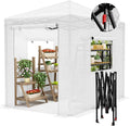 Devoko Walk-in Greenhouse, Portable Pop-in Green House with Zippered Door and 2 Roll-up Windows and PE Cover, Portable and Easy Assemble (White, 8x6 Feet)