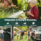 Garden Hose Non-Expanding 100ft, Flexible Garden Hose with 10 Function Hose Nozzle, Lightweight, Kink Free and Water Hose for Outdoor,Yard, Lawn, Car Wash, Marine,and Camper Use
