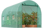 VEVOR Walk-in Tunnel Greenhouse, 9.6x6.4x6.2 ft Hoop House Greenhouse Tunnel, Plant Hot House with Galvanized Steel Frame, Green PE Cover, Roll-up Zipper Door and 6 Windows for Outdoor
