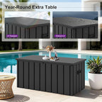 PURPLE LEAF Outdoor Deck Box 100 Gallon Waterproof Lockable Storage Box Container with Lid Deck Organization for Patio Cushions Side Table Pool Accessories Garden Tools, Gray