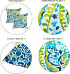 Outdoor Pillows, Pack of 2 Waterproof Decorative Throw Pillows with Inserts, 18”x18” Square Pillows for Couch, Sofa and Patio Furniture