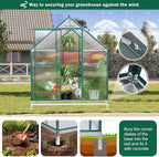 CDCASA 10.2x6.2 FT Greenhouse, Polycarbonate Greenhouses Heavy Duty Aluminum Greenhouse for Outdoors w/ Lockable Doors & 2 Vent Window Walk-in Green House Sunroom for Outside Backyard, Green