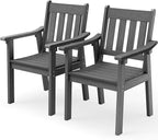YEFU Outdoor Patio Chairs Set of 2: All Weather Outdoor Dining Chairs with Wide Curved Seat and Backrest - Plastic Patio Chairs for Outside Backyard/Garden/Pool/Porch/Deck 350lbs Capacity Grey