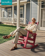 SERWALL Oversized Outdoor Rocking Chair Set of 2, HDPE Rocker for Adults, Patio Rocking Chairs for Porch, Red