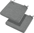 Magpie Fabrics Indoor Outdoor Waterproof Square Chair Cushion, 18" x 18" x 2.5", 2 Pack, Water Resistant Seat Cushions, for Patio Garden Office, Heather Grey